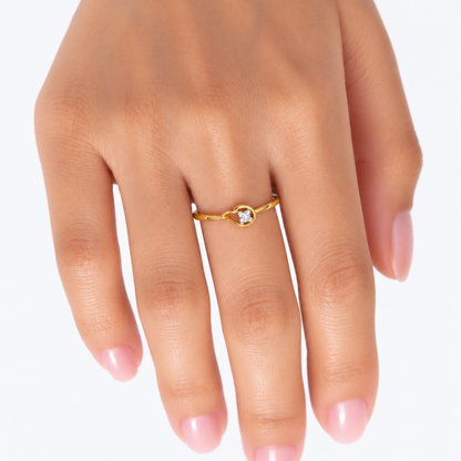 Diamond Floral Cluster Leaf Ring