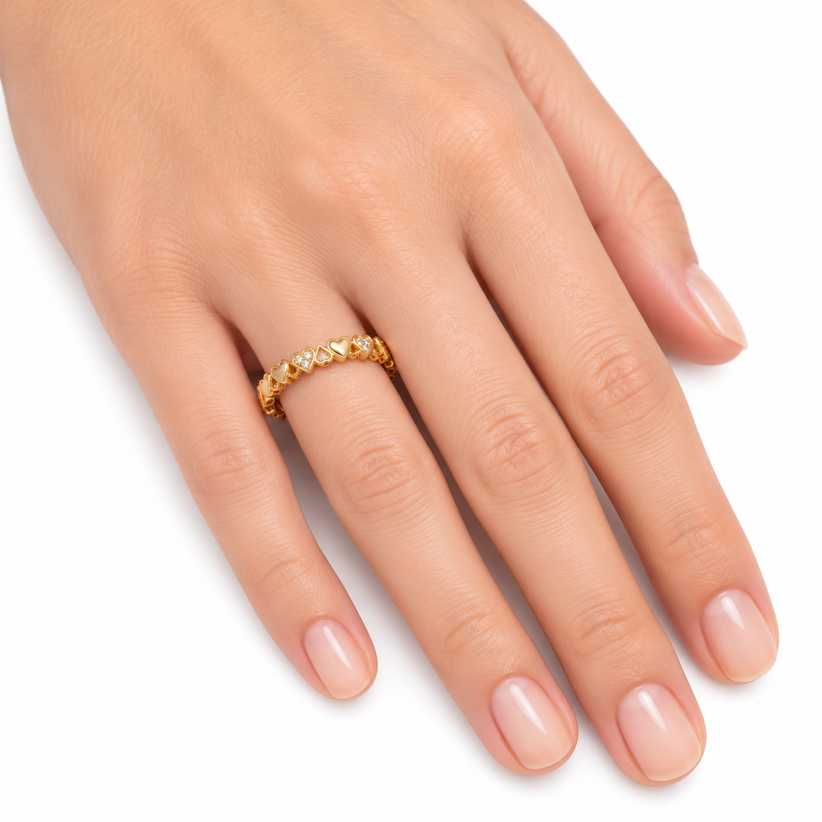 Diamond Heart Band Ring