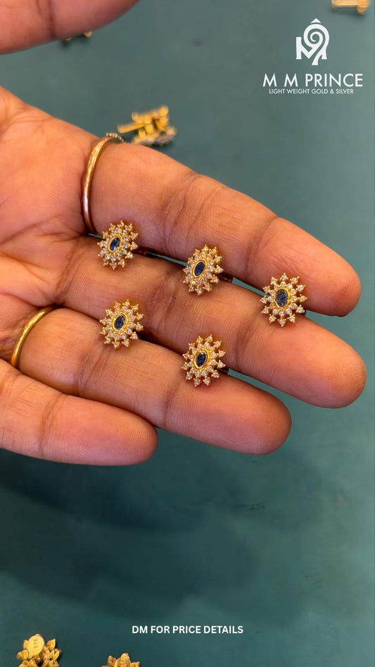 Gold Plated Silver Nosepin Blue Blossom