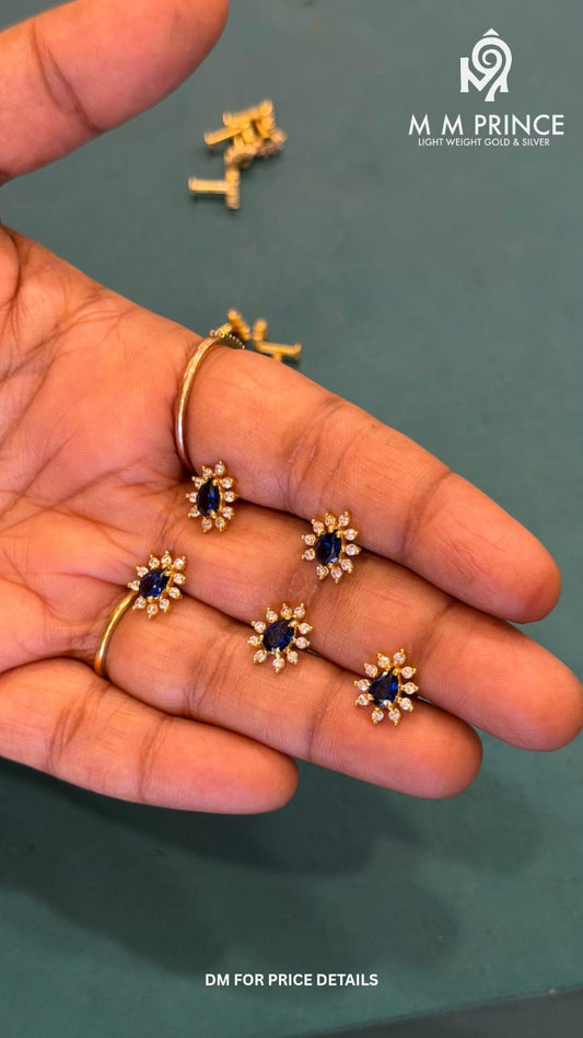 Gold Plated Silver Nosepin Blue Flower