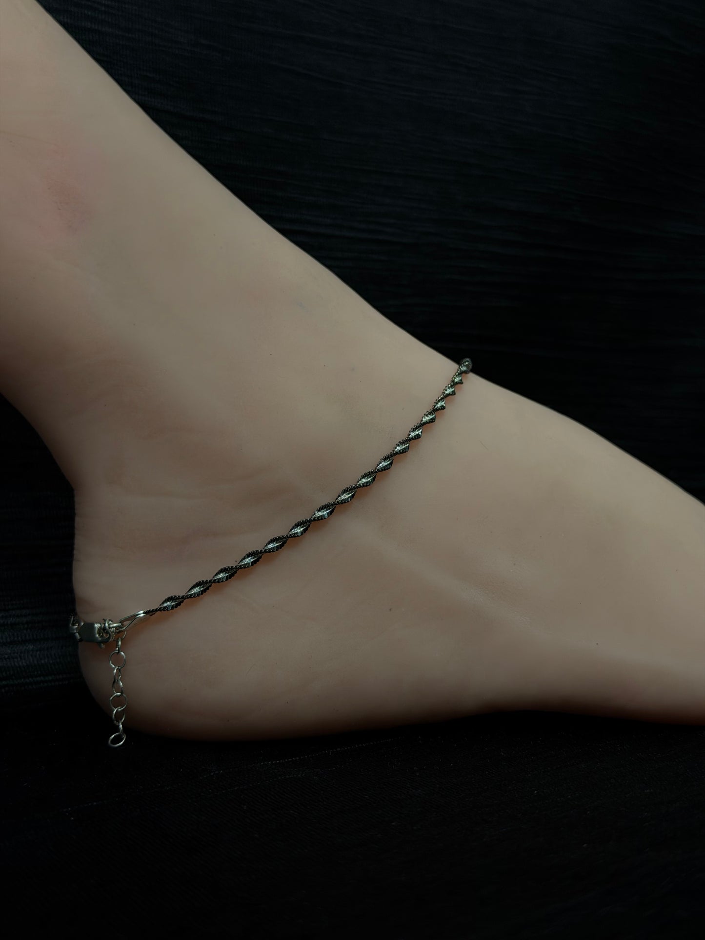 Ocean Wave Silver Anklet