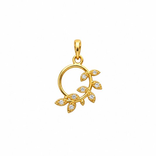 9K Gold Leaf Wreath Pendant