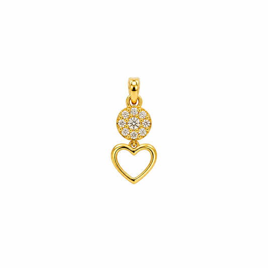 9K Gold Heart Drop Pendant