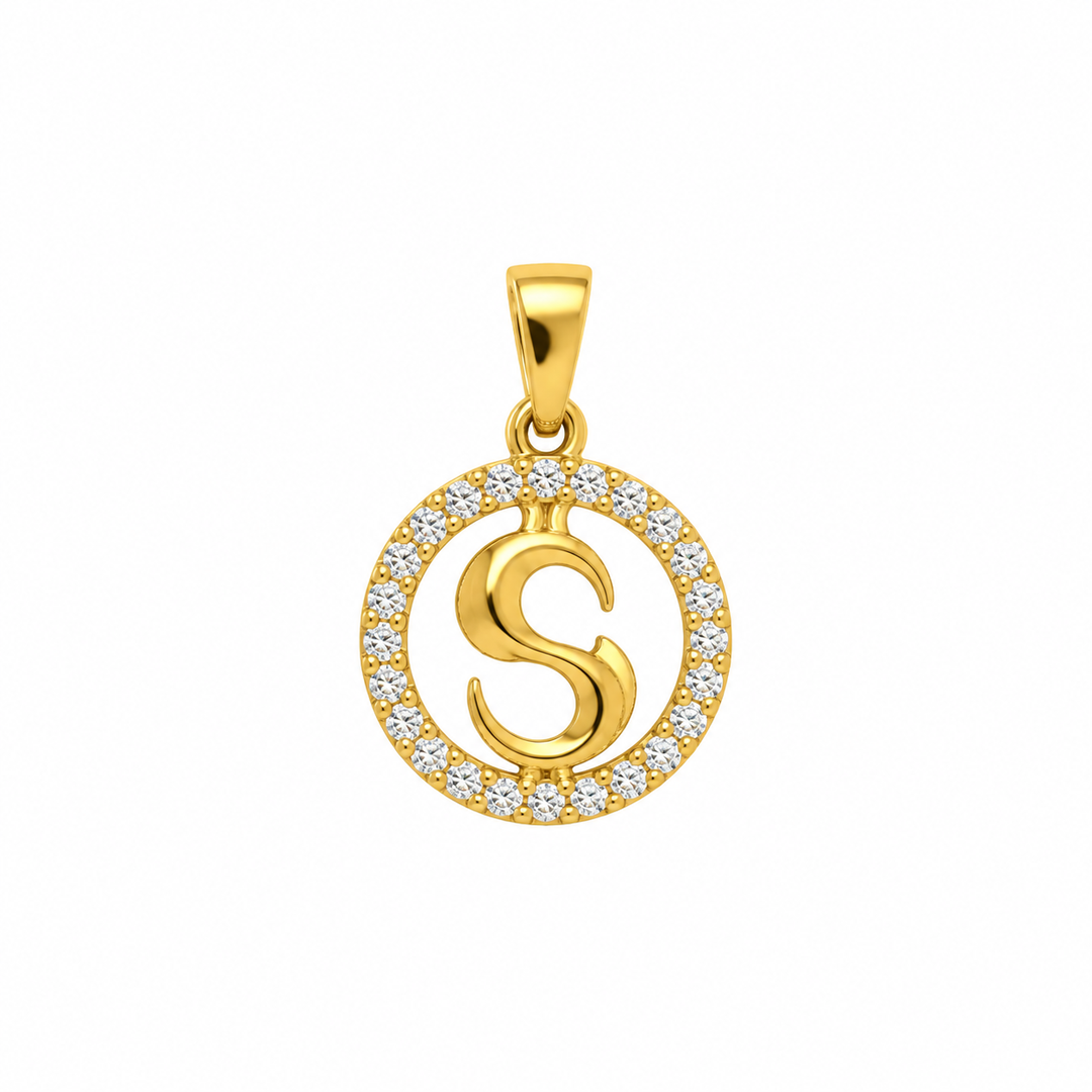 9K Gold Initial S Halo Pendant