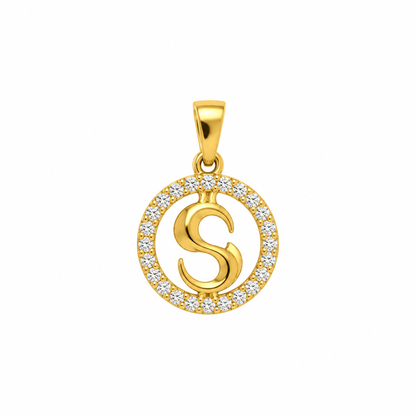9K Gold Initial S Halo Pendant