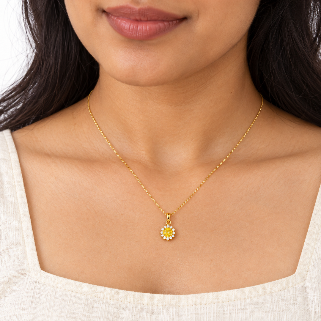 9K Gold Sunshine Halo Pendant