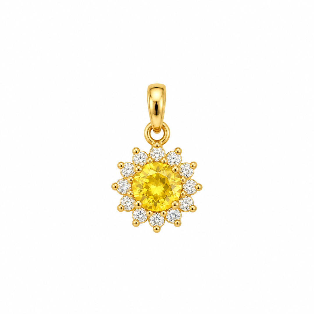 9K Gold Sunshine Halo Pendant