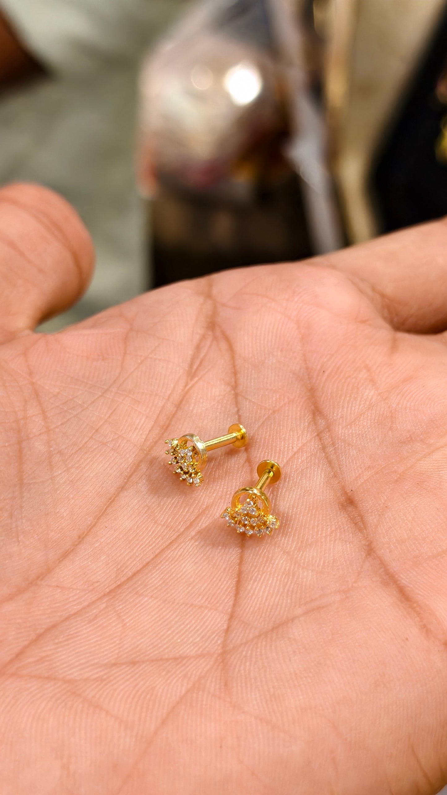 Gold-Plated Crystal Stud Earrings