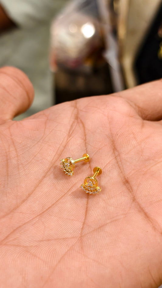 Gold-Plated Crystal Stud Earrings