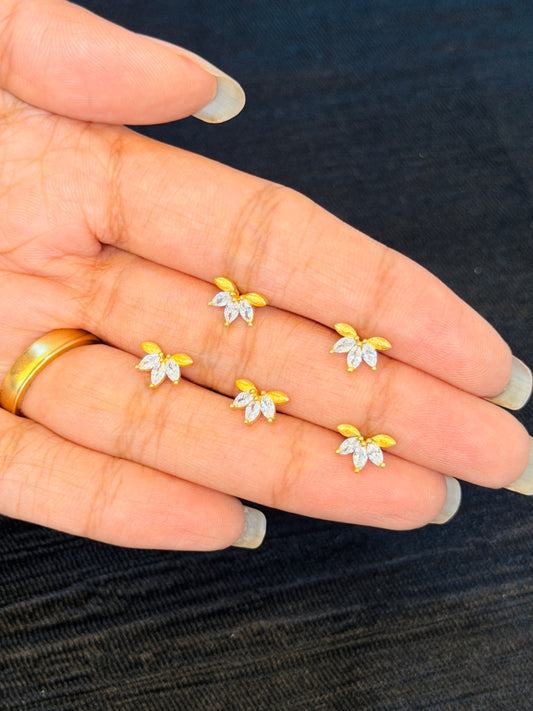 Gold-Plated 92.5 Sterling Silver Floral Nose Pin