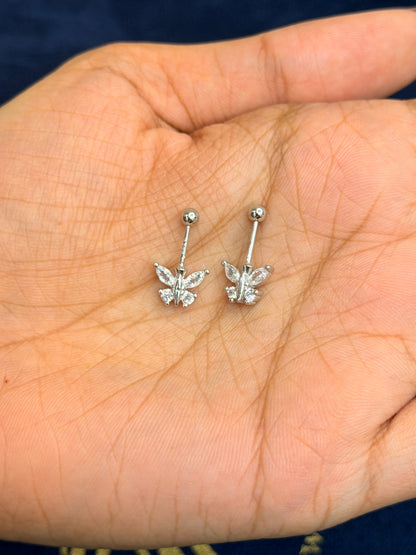 Crystal Flutter Sterling Silver Butterfly Bugadi