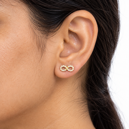 9K Gold Sparkling Infinity Studs