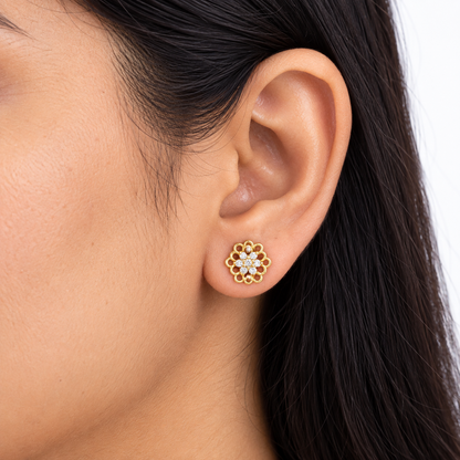 9K Gold Openwork Floral Studs