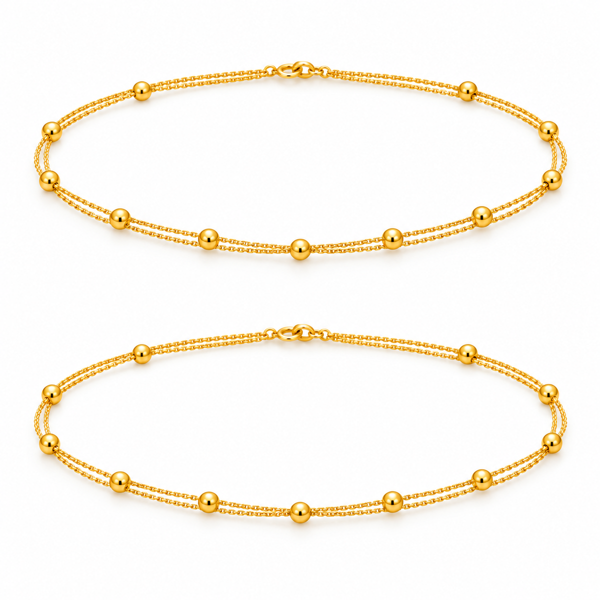 18K Double Layer Ball Anklet 1.620 Gram