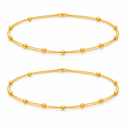 18K Double Layer Ball Anklet 1.620 Gram
