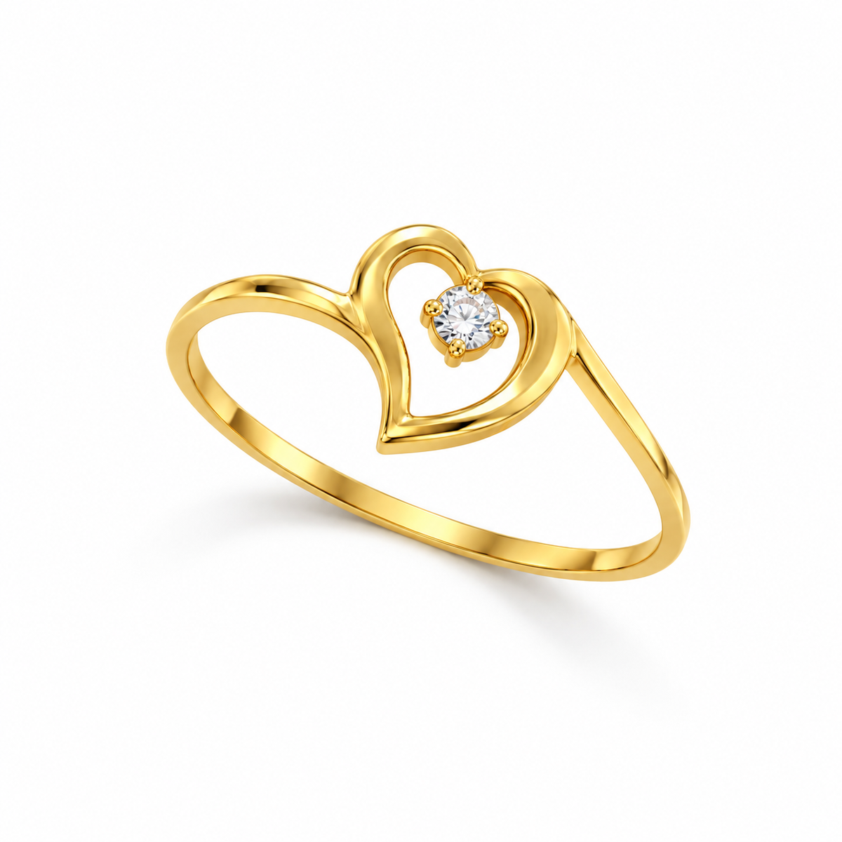 Diamond Open Heart Solitaire Ring