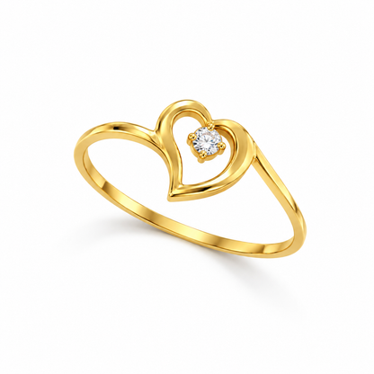 Diamond Open Heart Solitaire Ring