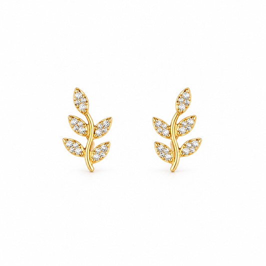 9K Gold Five-Leaf Vine Studs