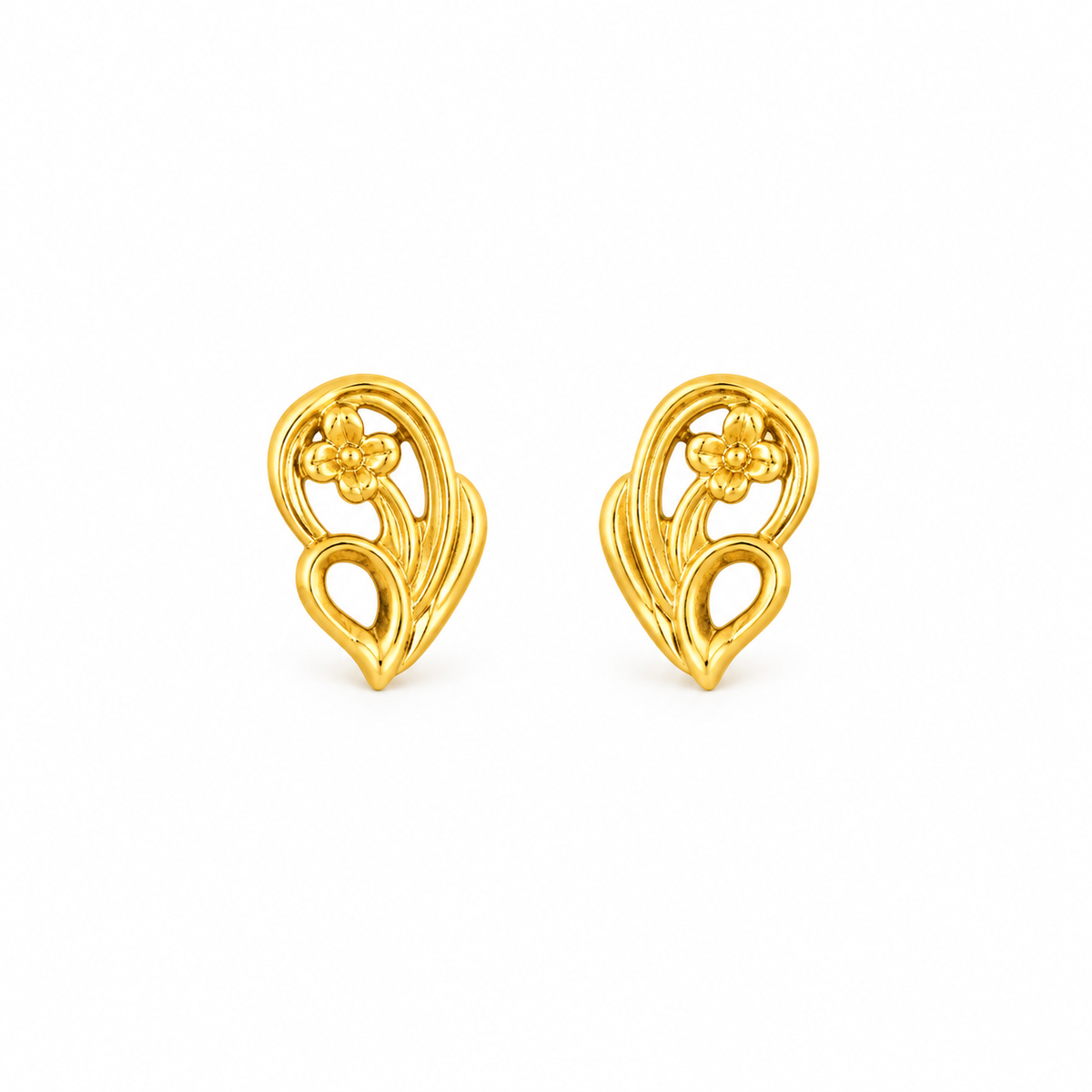 9K Gold Floral Paisley Studs