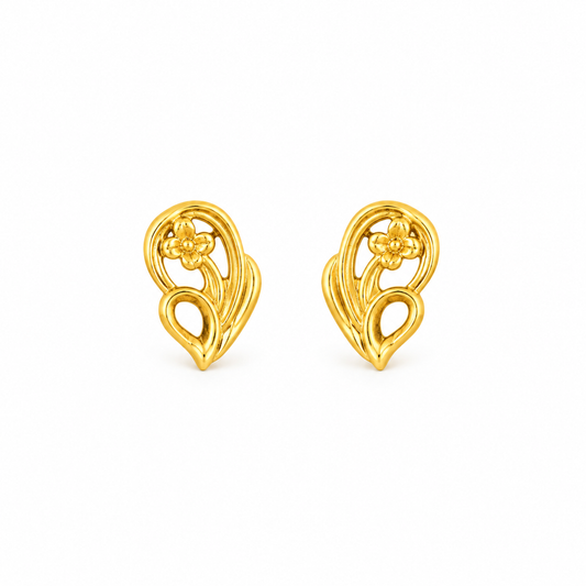 9K Gold Floral Paisley Studs