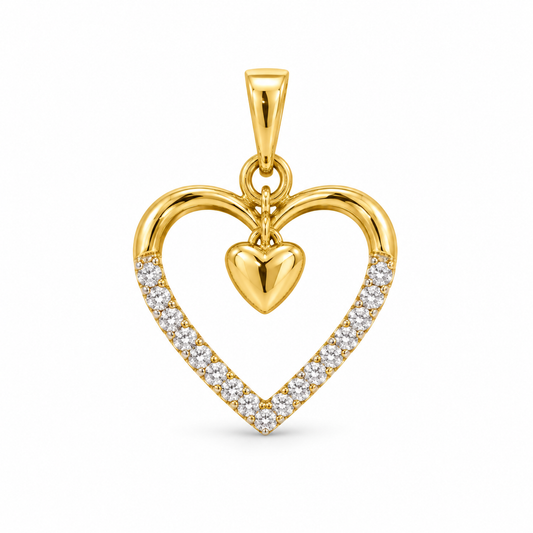 Double Heart Diamond Pendant