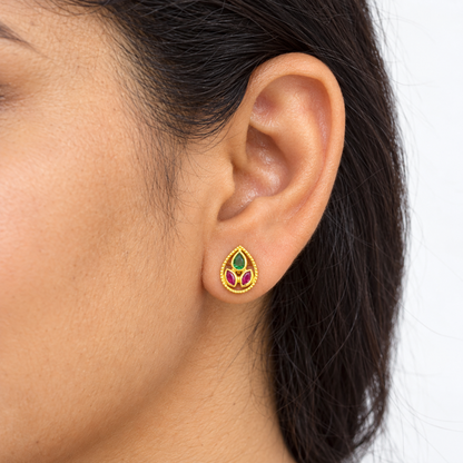 Teardrop Golden Silver Earrings