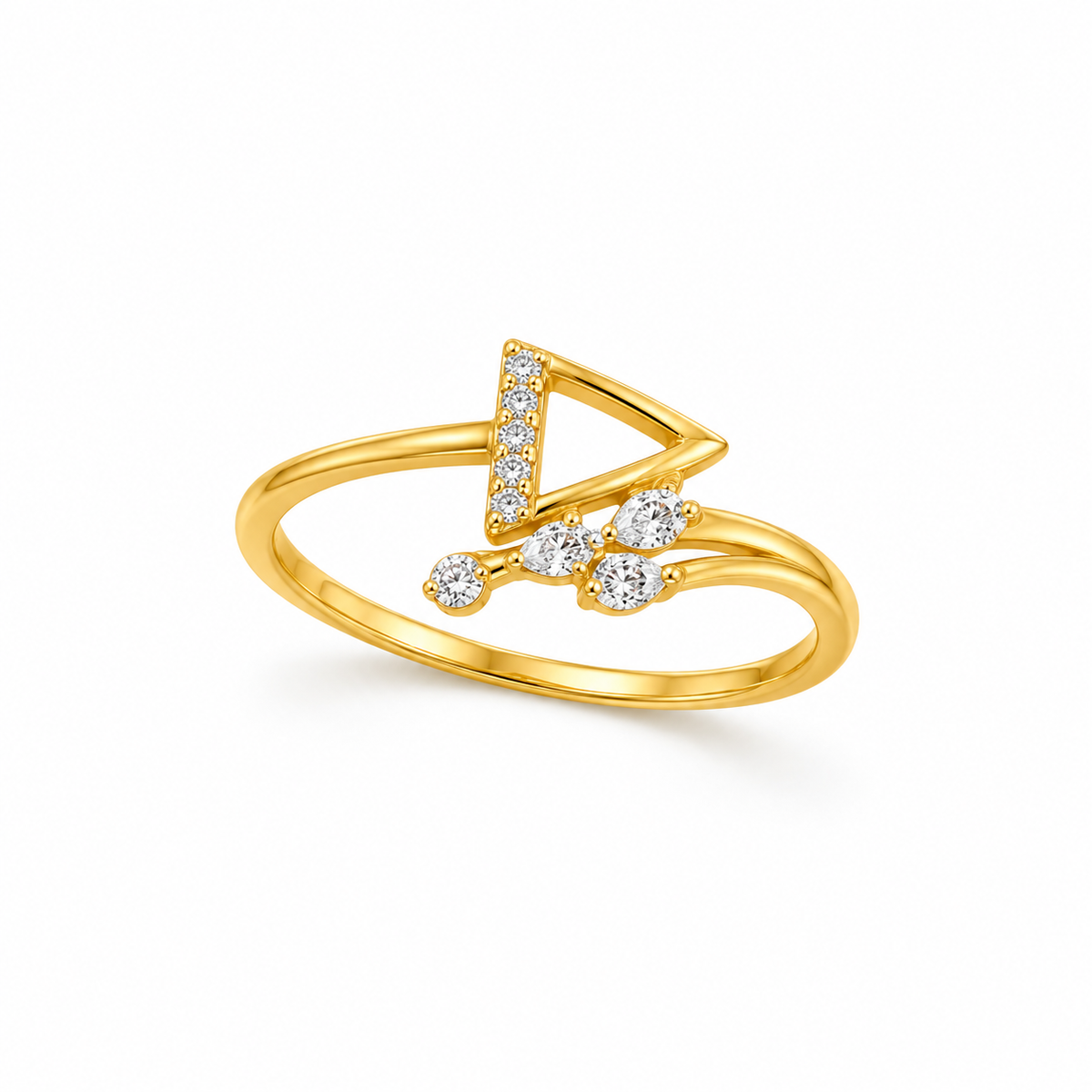 Diamond Geometric Triangle Ring