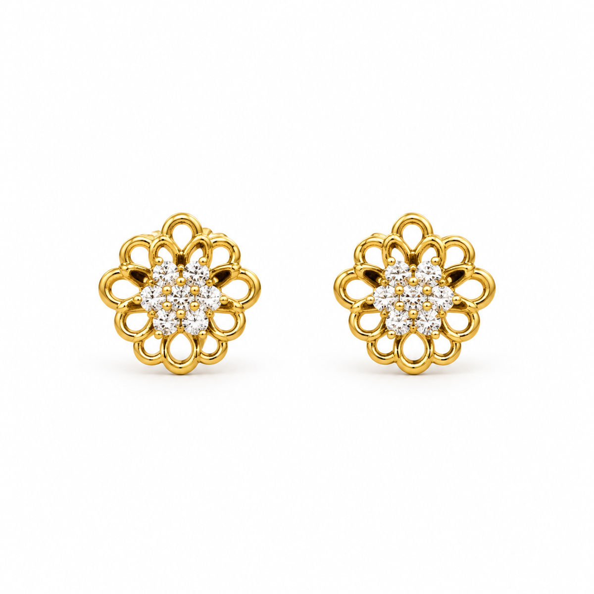 9K Gold Openwork Floral Studs