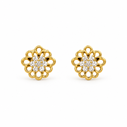 9K Gold Openwork Floral Studs