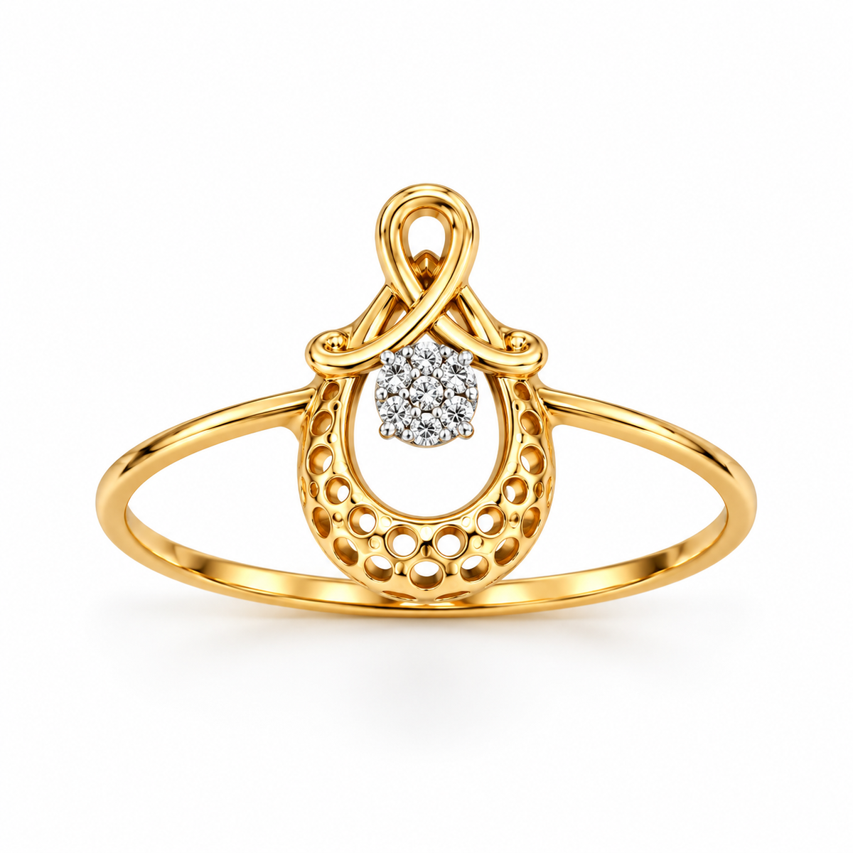 Teardrop Diamond Cluster Gold Ring