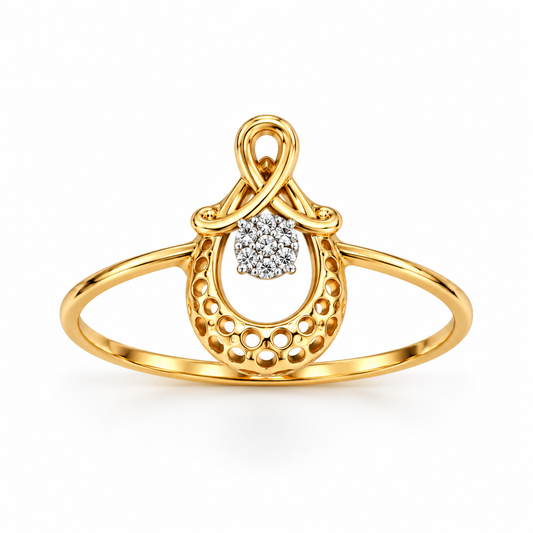 Teardrop Diamond Cluster Gold Ring