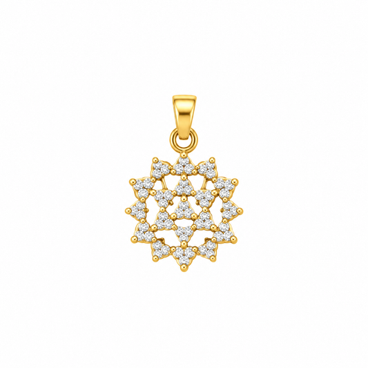 9K Gold Openwork Floral Pendant