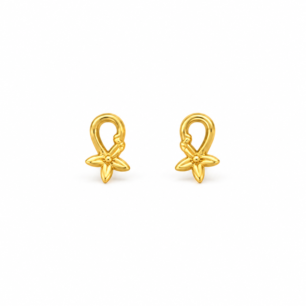 9K Gold Teardrop Flower Studs