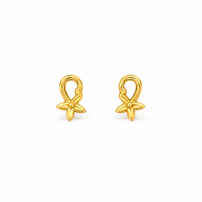 9K Gold Teardrop Flower Studs