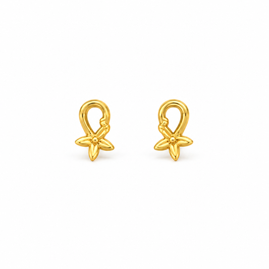 9K Gold Teardrop Flower Studs