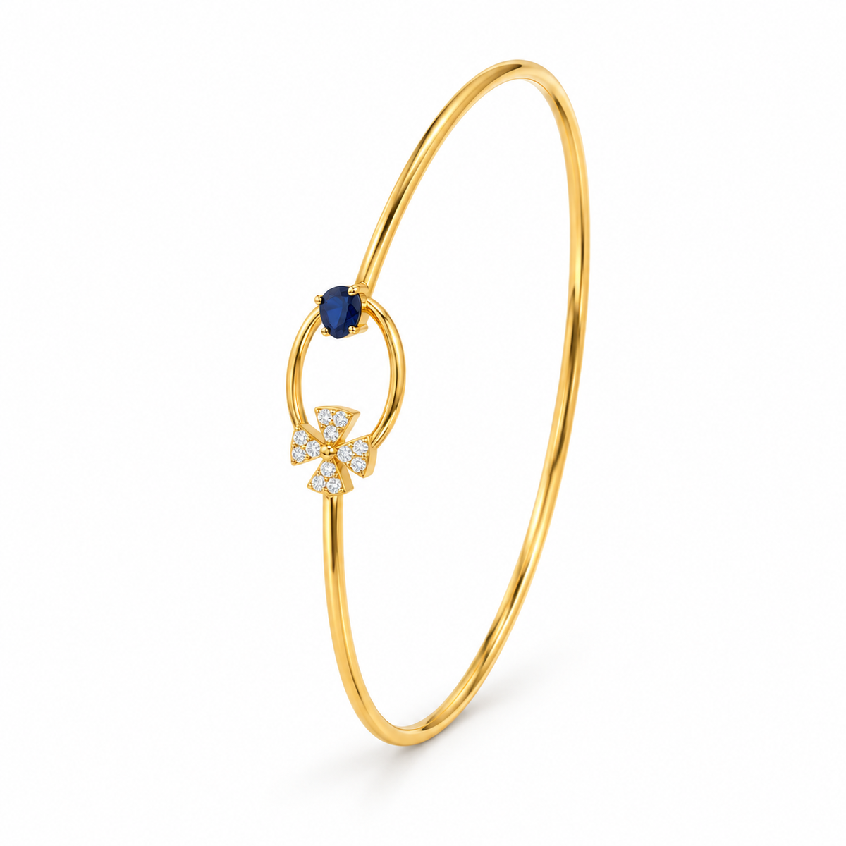 Blue Stone Diamond Gold Bangle 2.850Gram