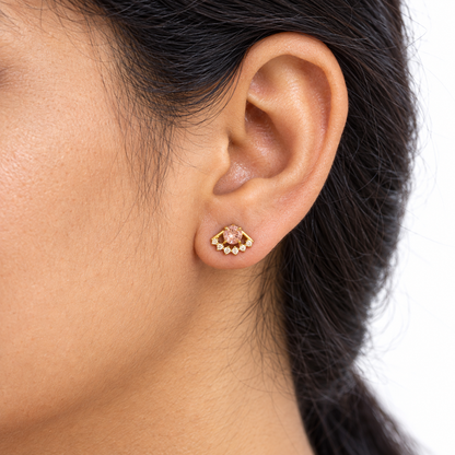 9K Gold Pink eye Studs