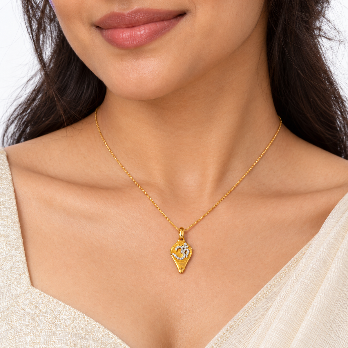 Divine Om Diamond Gold Pendant