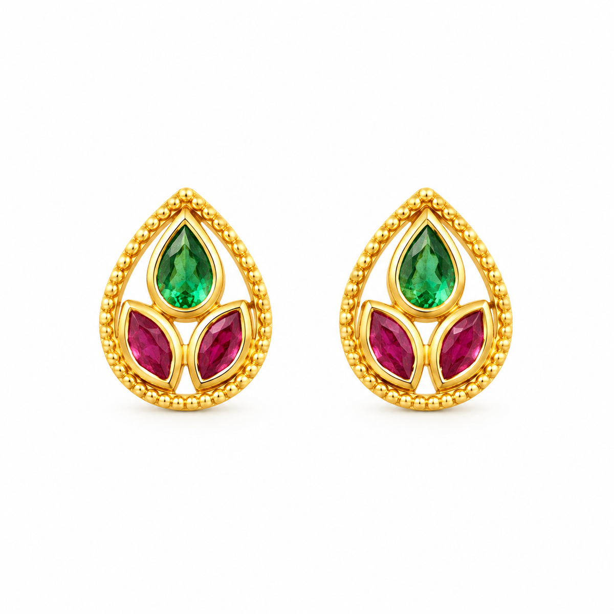 Teardrop Golden Silver Earrings