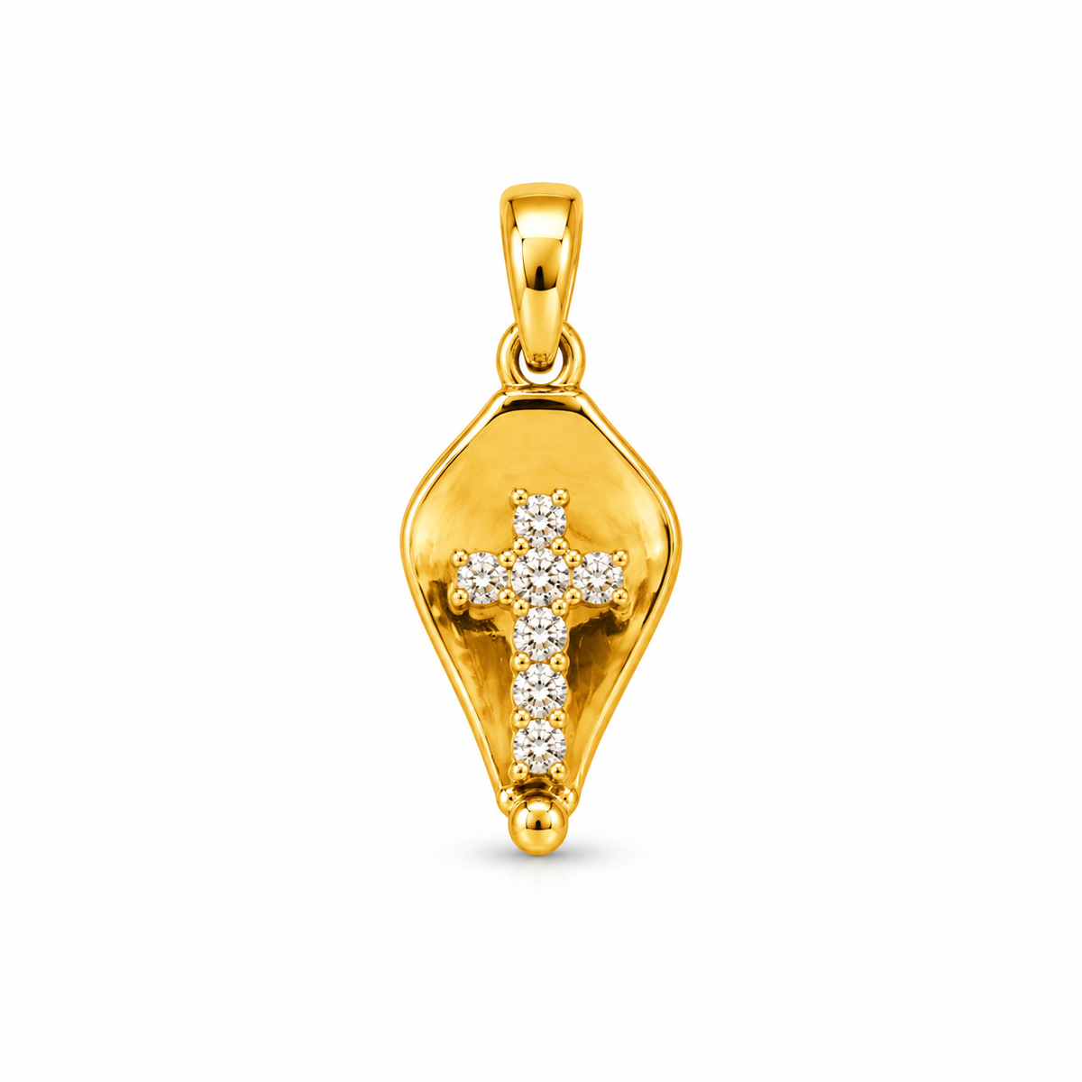 Diamond Cross Shield Gold Pendant