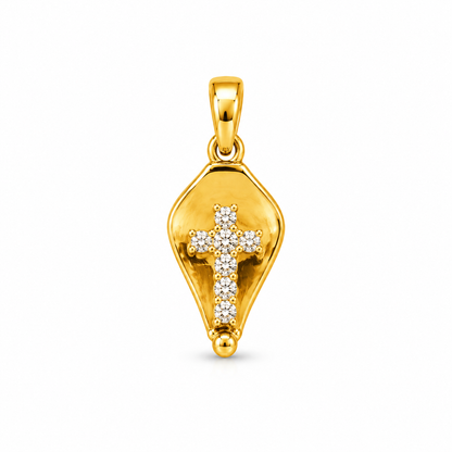 Diamond Cross Shield Gold Pendant
