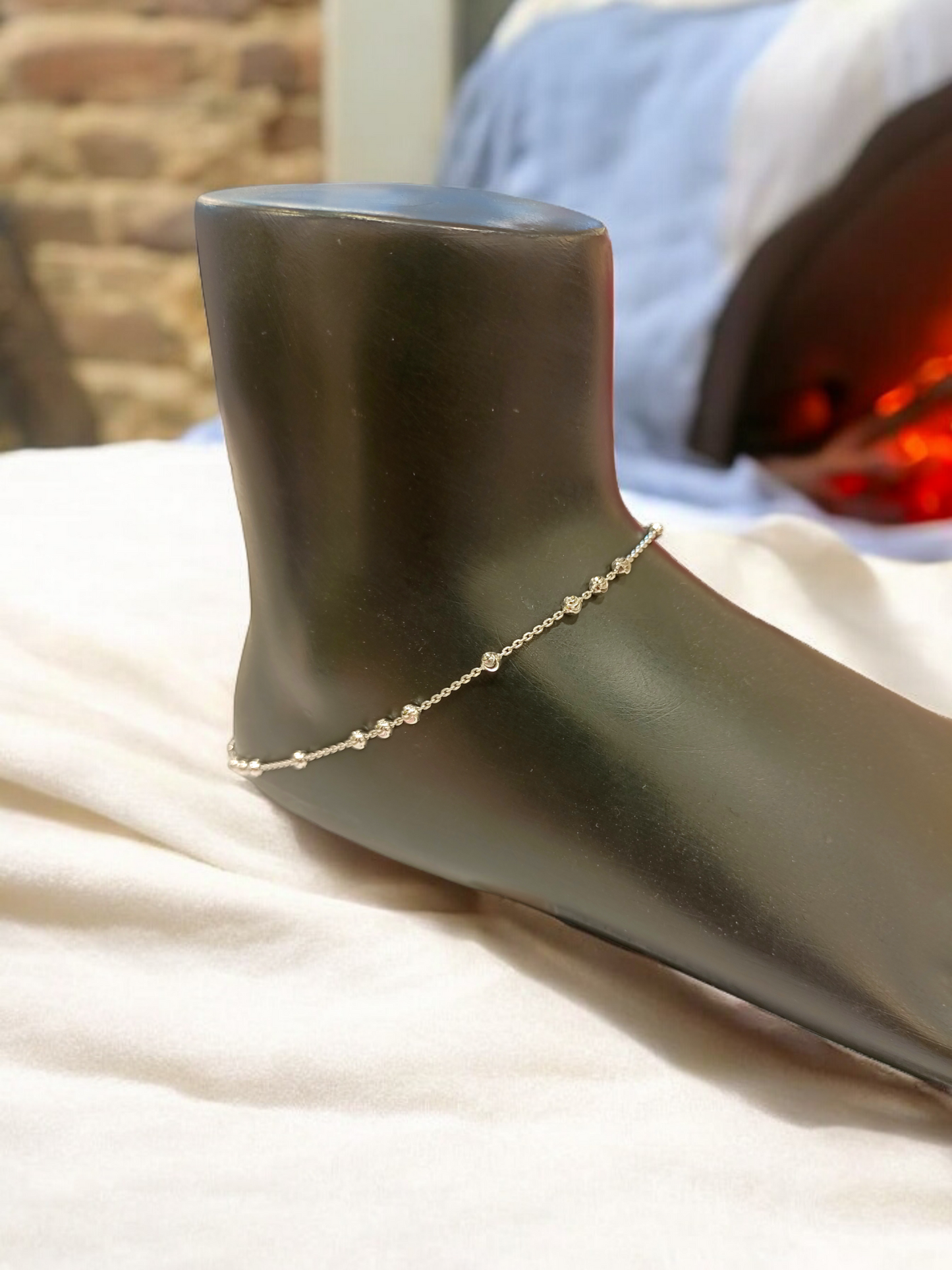 92.5 Sterling Silver Parasparam Anklet