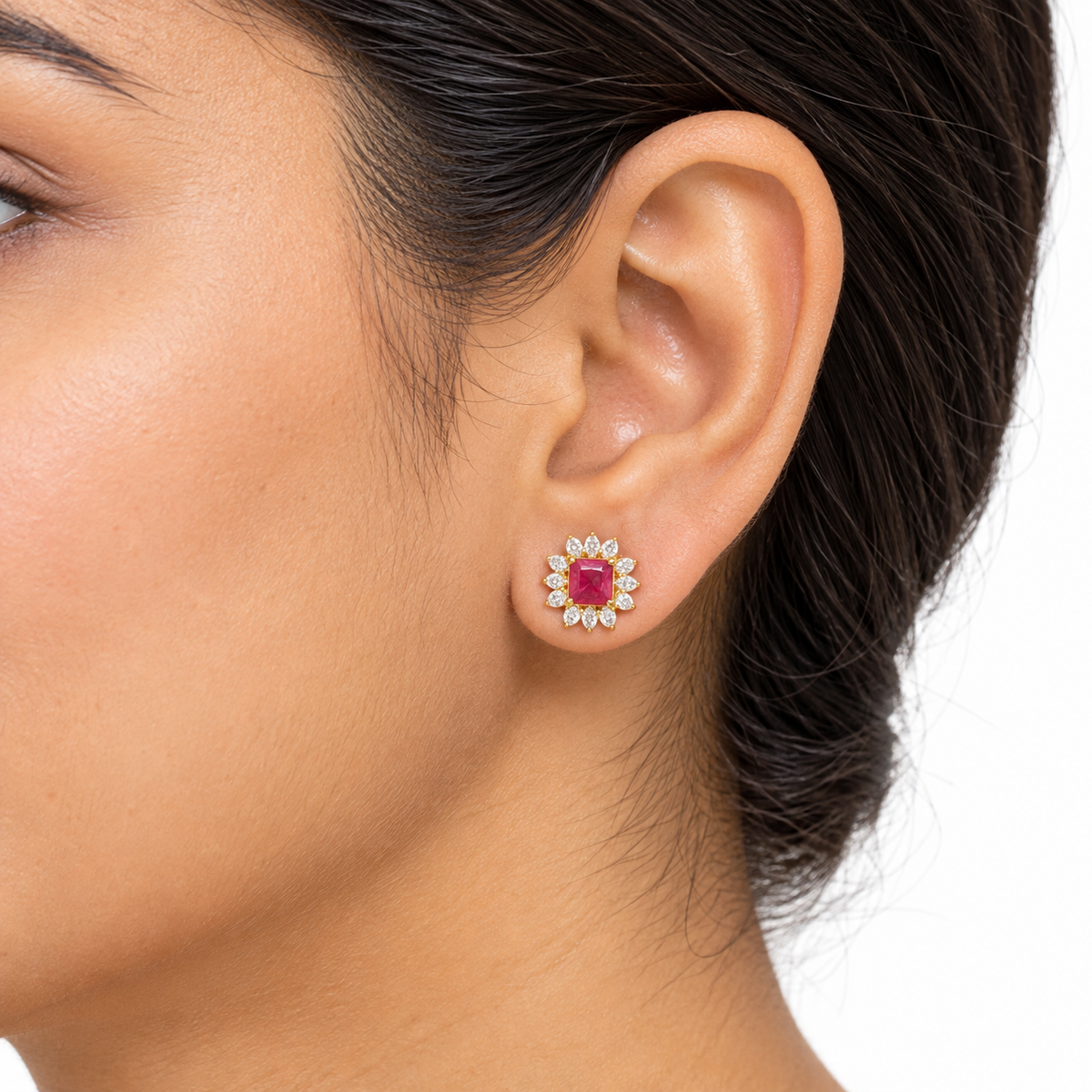9K Gold Rosy Square Studs