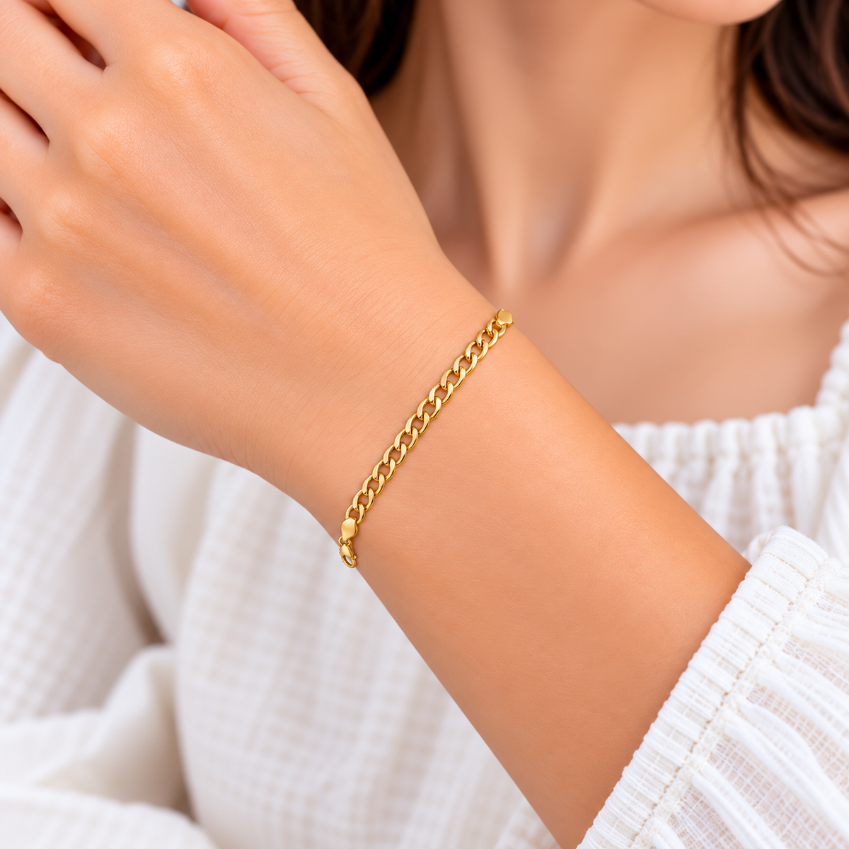 18K Golden Classic Link Chain Bracelet 2.570Gram