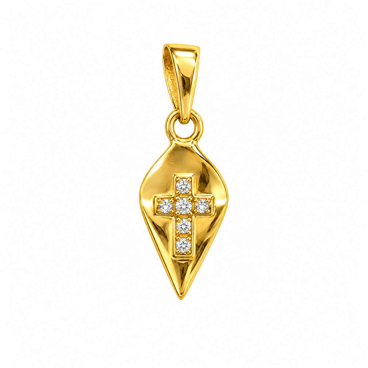 9K Gold Sparkling Cross Thali Pendant