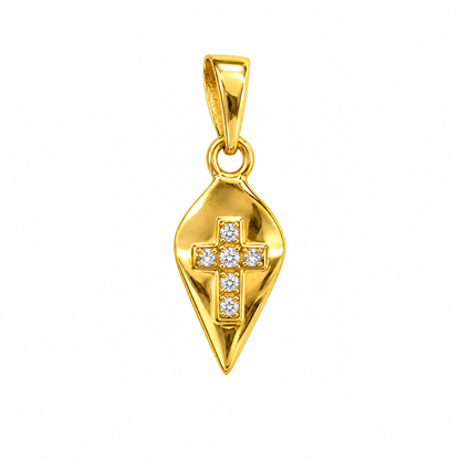 9K Gold Sparkling Cross Thali Pendant