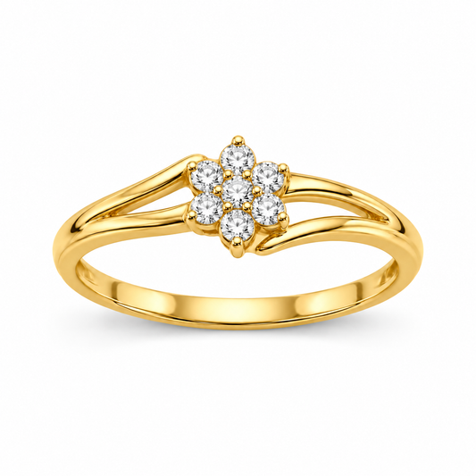 Diamond Floral Split Band Ring
