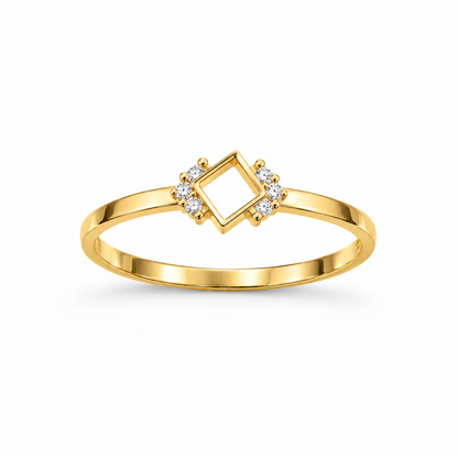 Geometric Square Diamond Gold Ring