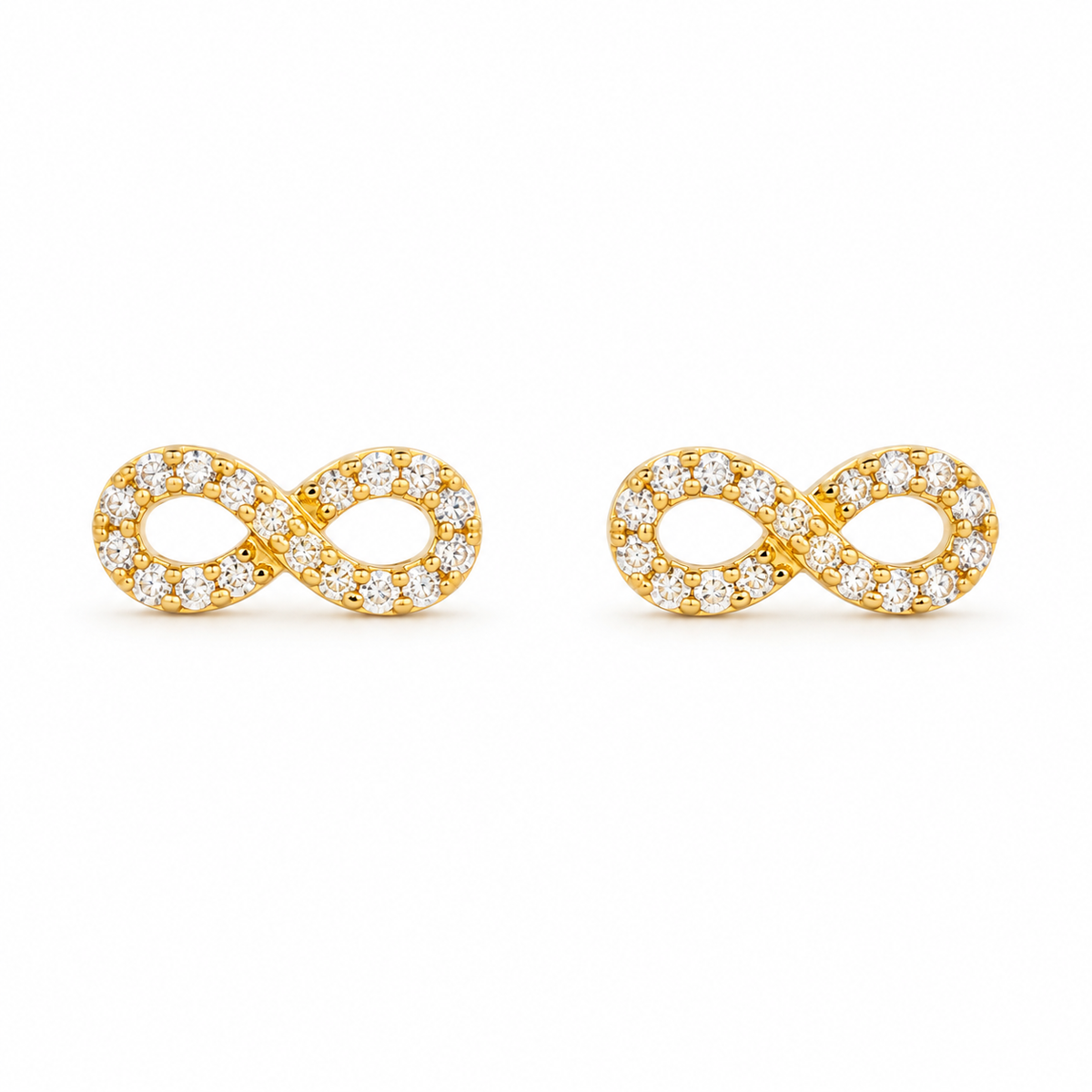 9K Gold Sparkling Infinity Studs