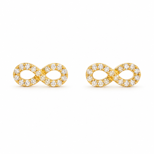 9K Gold Sparkling Infinity Studs